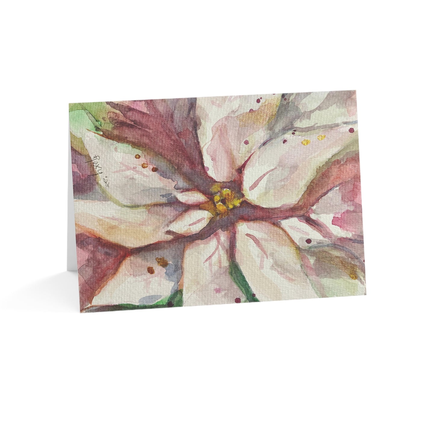 Elegant White Poinsettia Greeting Cards