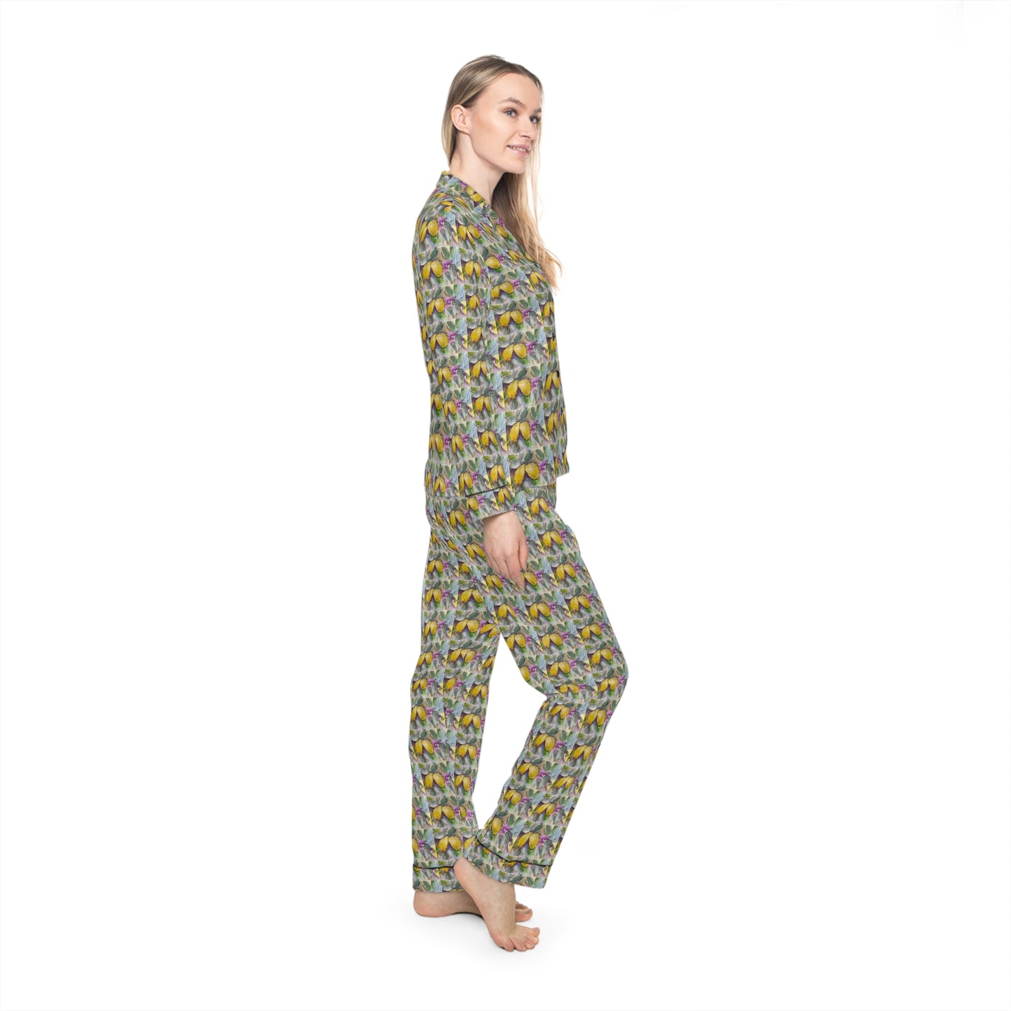 Satin Pajamas — Luxurious Silky Sleepwear Set- Loose Lemons