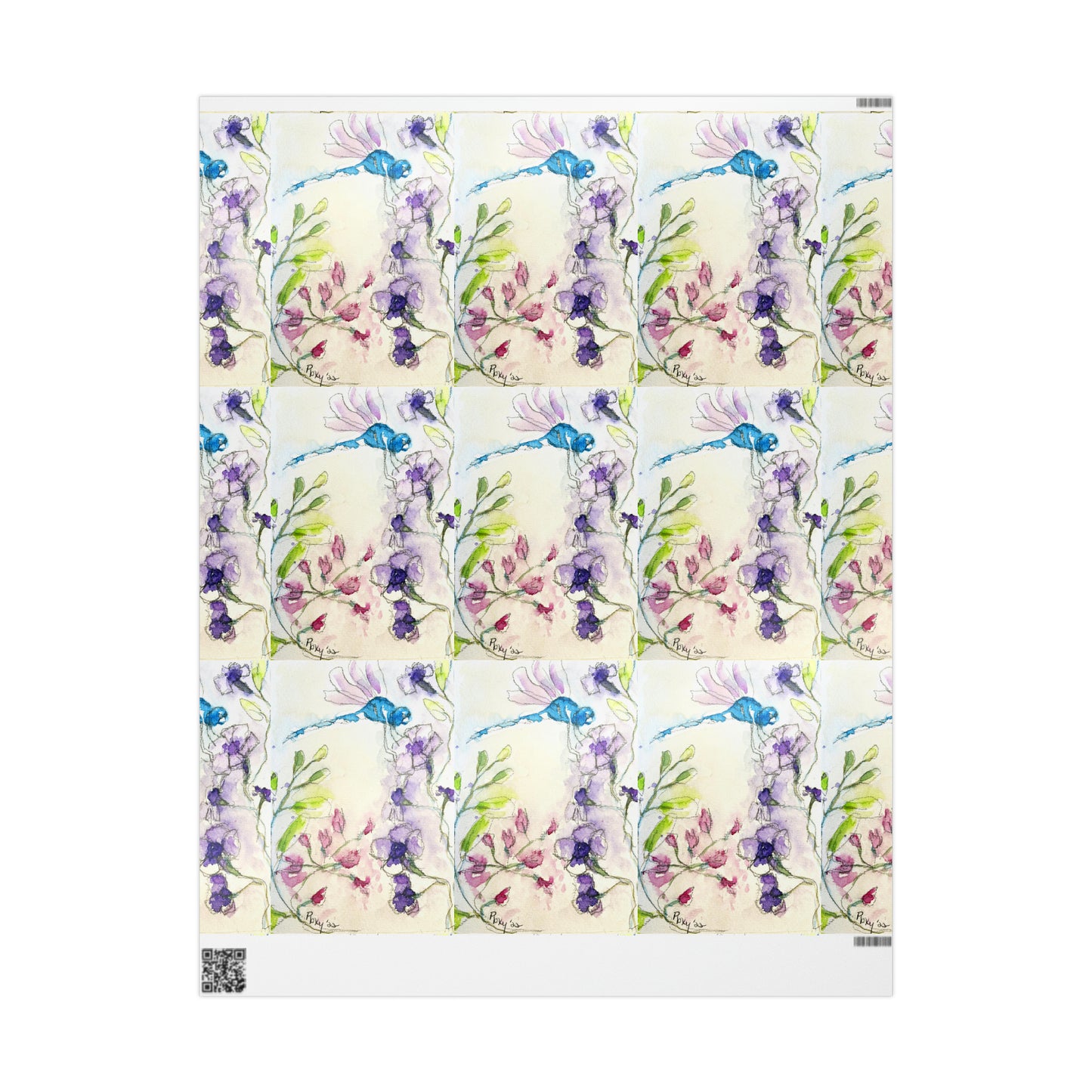 Dragonfly with Purple Tube Flowers (3 Sizes) Wrapping Papers