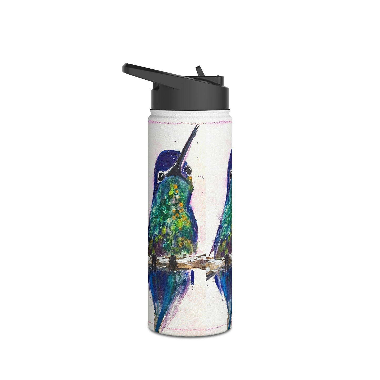 Buff Bellied Hummingbird Stainless Steel Water Bottle, Standard Lid