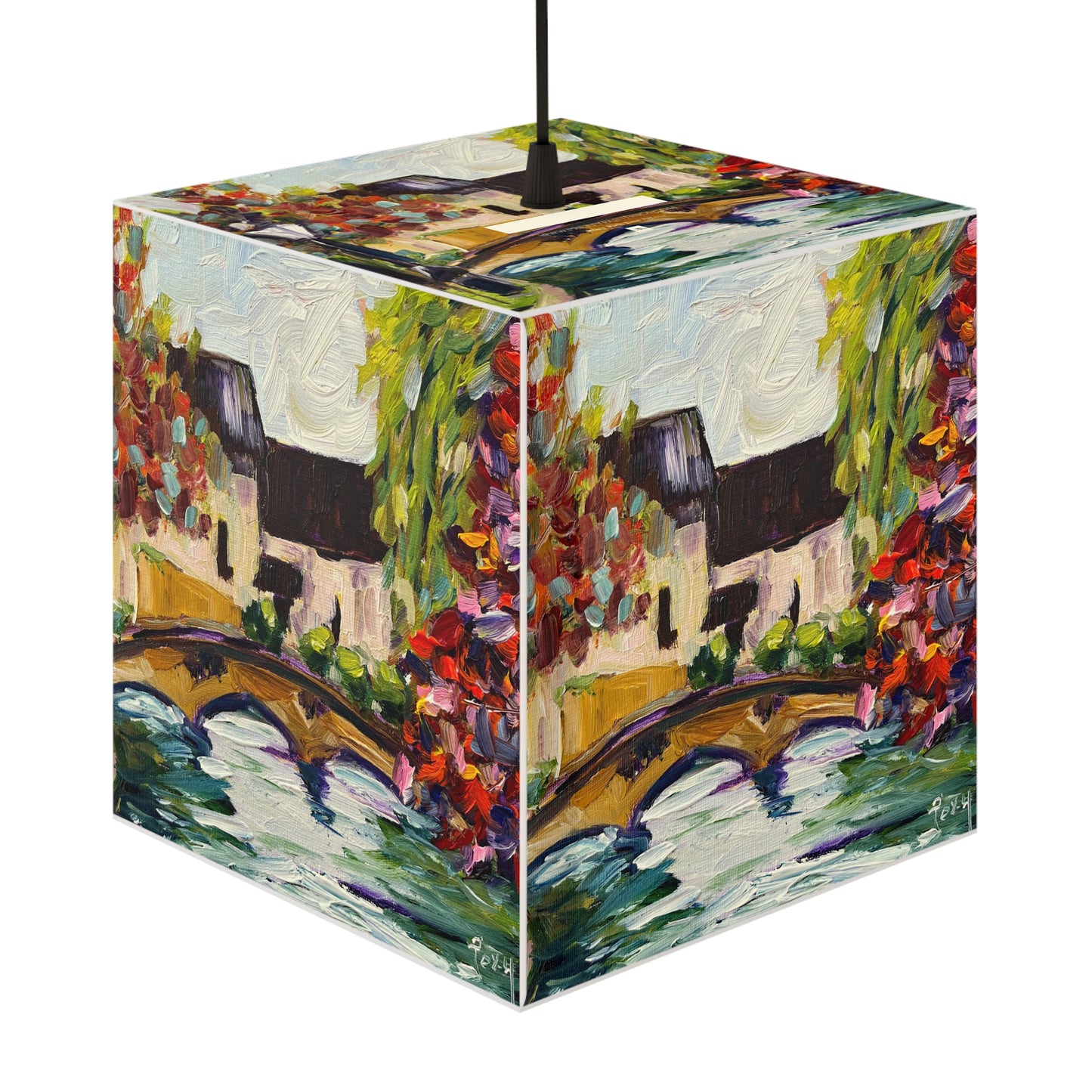 Autumn in Bourton on the Water Cotswolds Cube Lamp