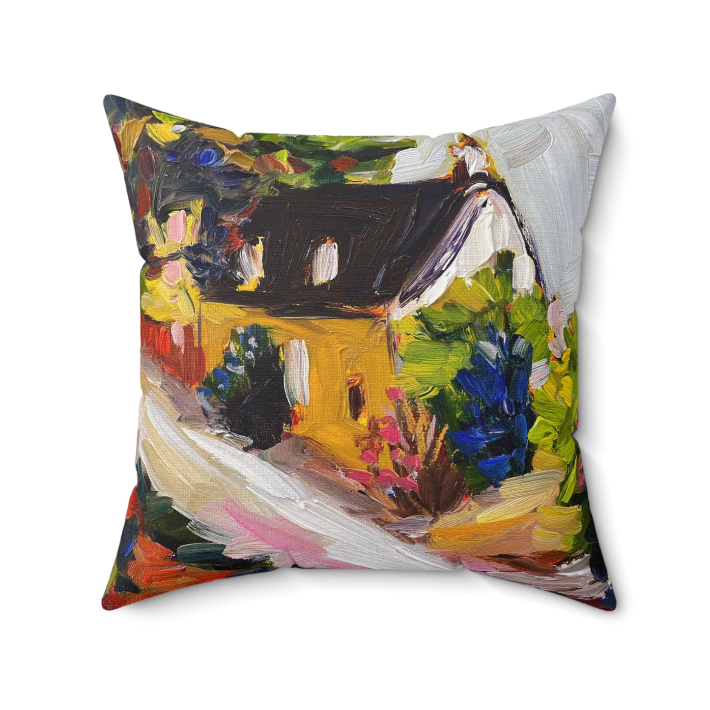 Thatched Cottage Snowshill Cotswolds  Indoor Spun Polyester Square Pillow