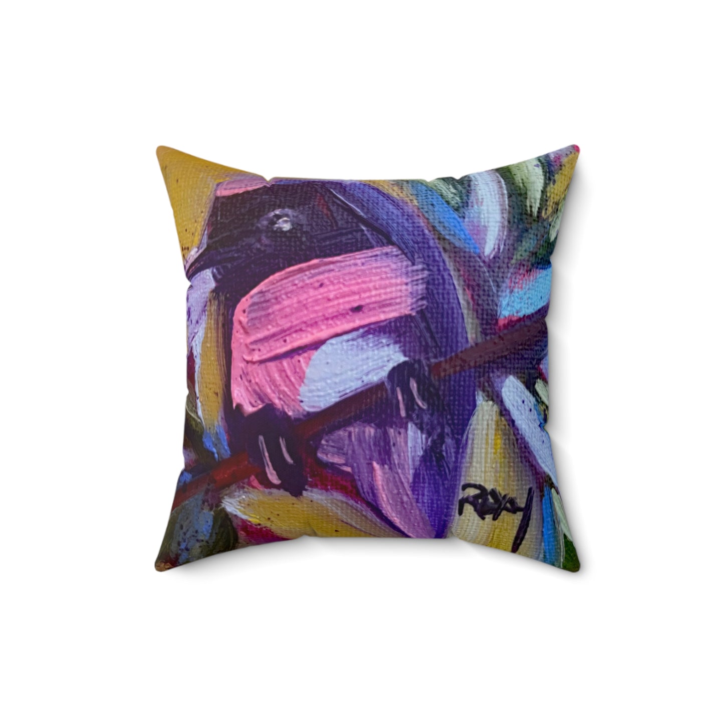 Indoor Spun Polyester Square Pillow-Summer Hummer