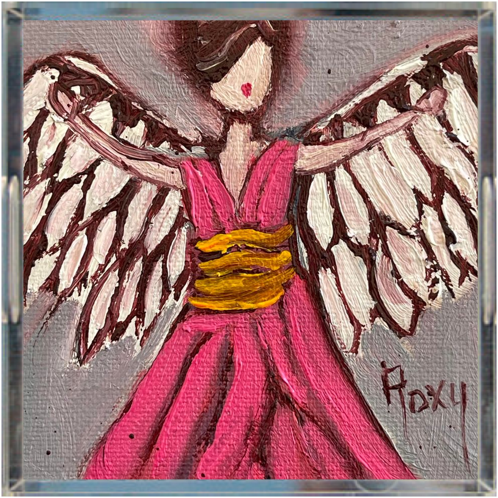 Pink Angel Acrylic Tray Square