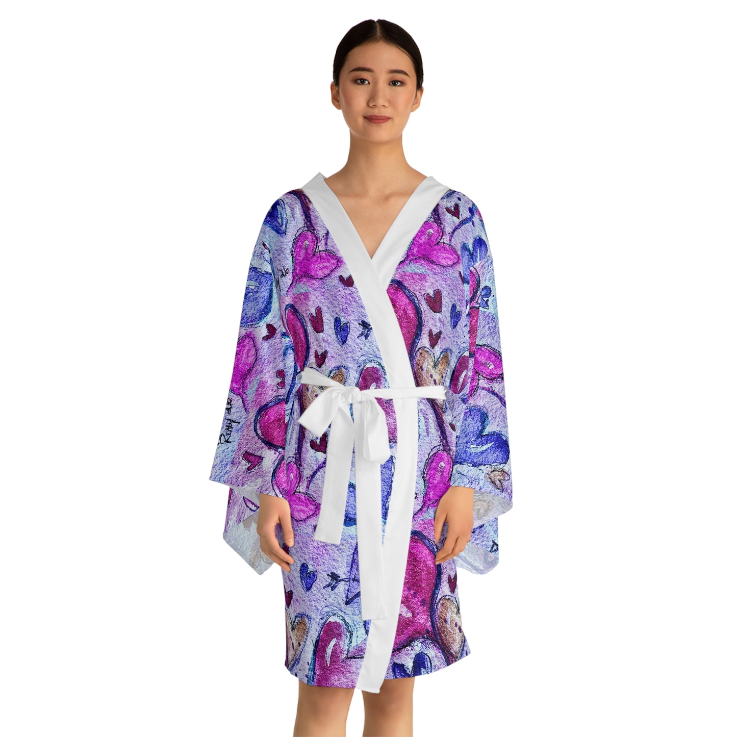 Kimono Robe-Floating Hearts Parade — Romantic  Gift for Her