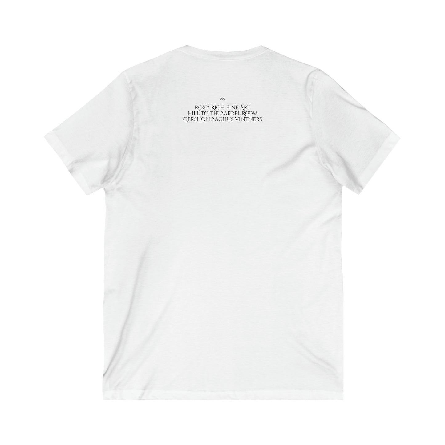 Hill to the Barrel Room en Gershon Bachus Vintners-Unisex Jersey camiseta de manga corta con cuello en V