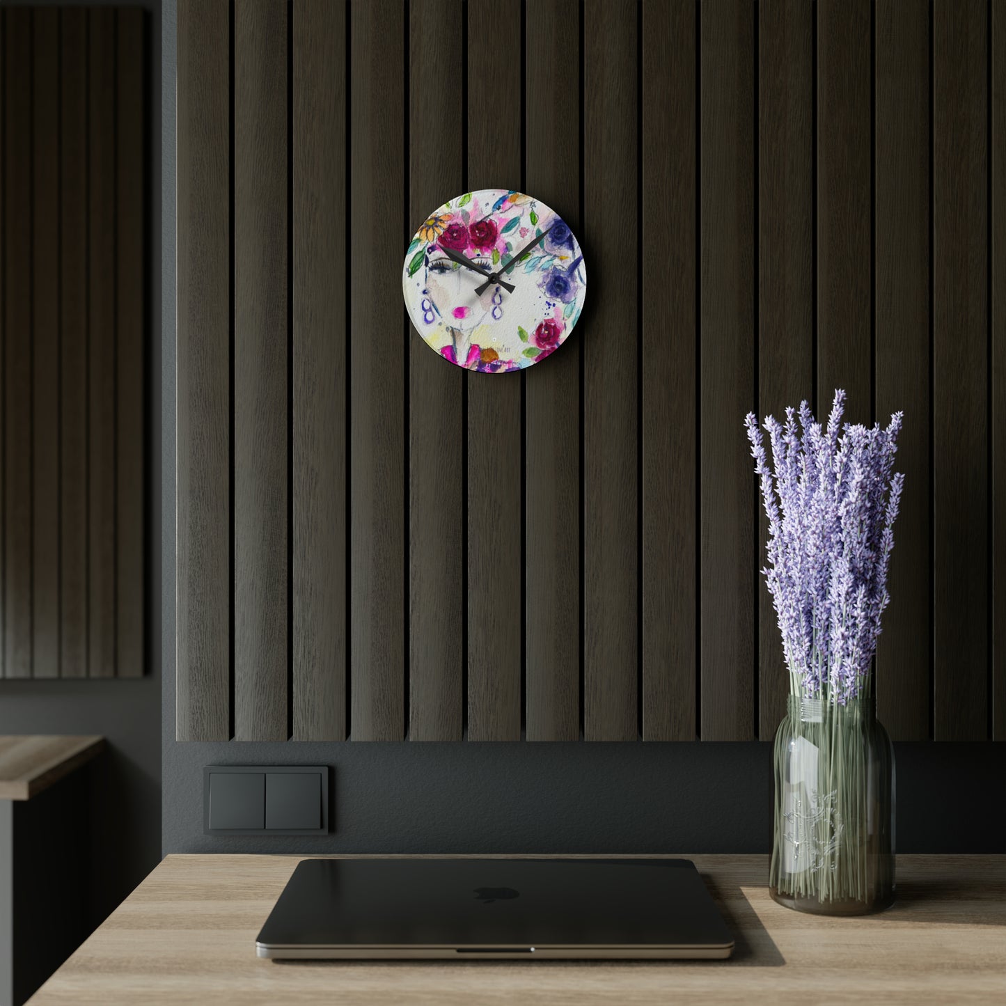 Haute Couture Hummingbird Acrylic Wall Clock