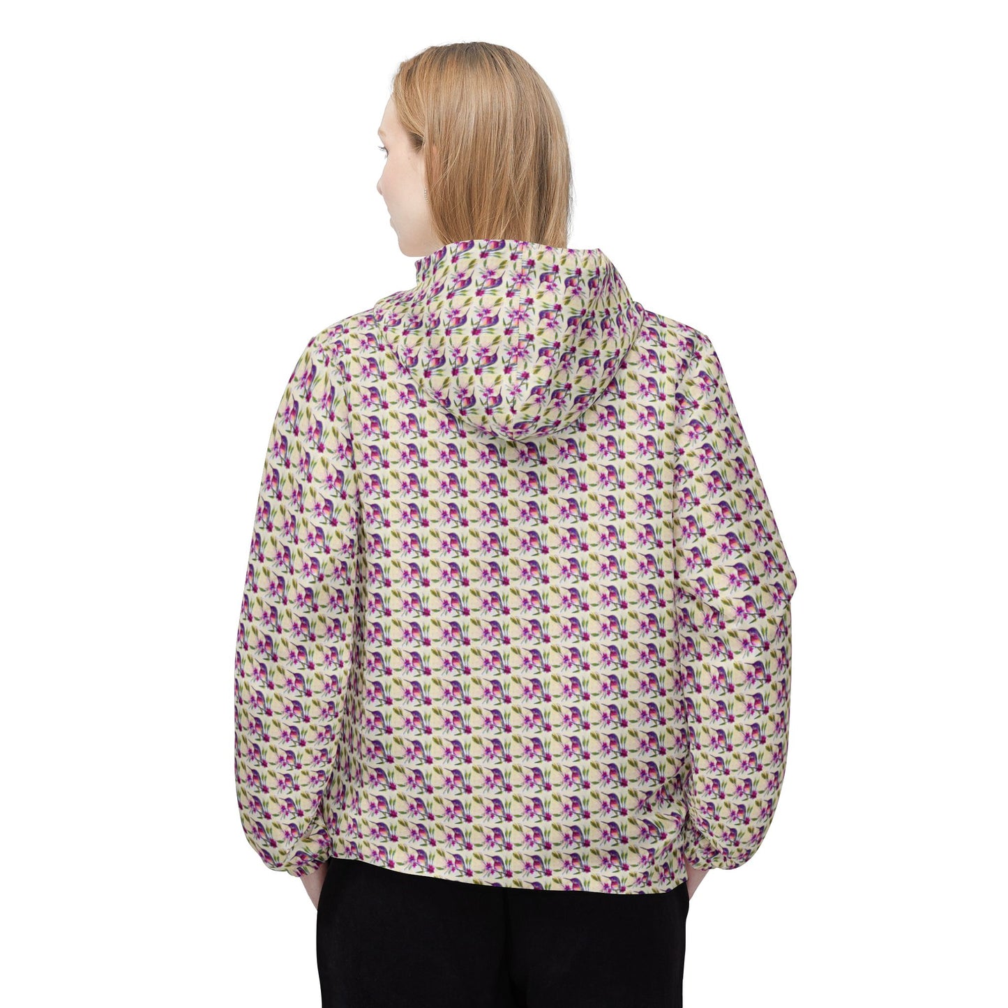 Lightweight Windbreaker Jacket — Flutter Pause-Hummingbird Print