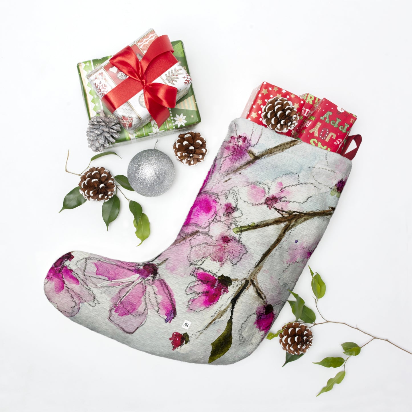 Cherry Blossoms Christmas Stocking