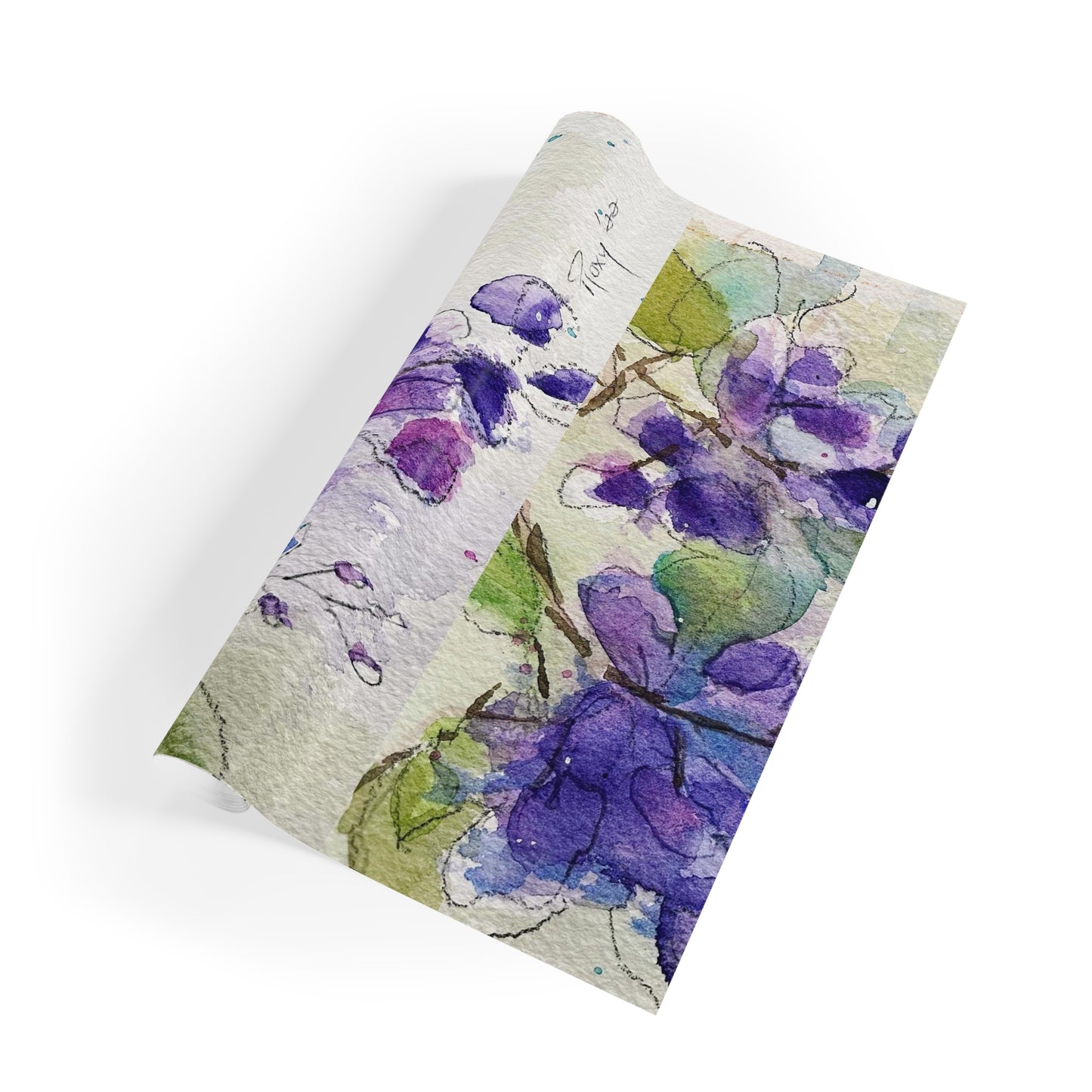 Roxy Rich Loose Floral Watercolor Purple Wisteria painting printed Gift Wrapping Paper Rolls, 1pc Wedding Mom Friend giftwrap