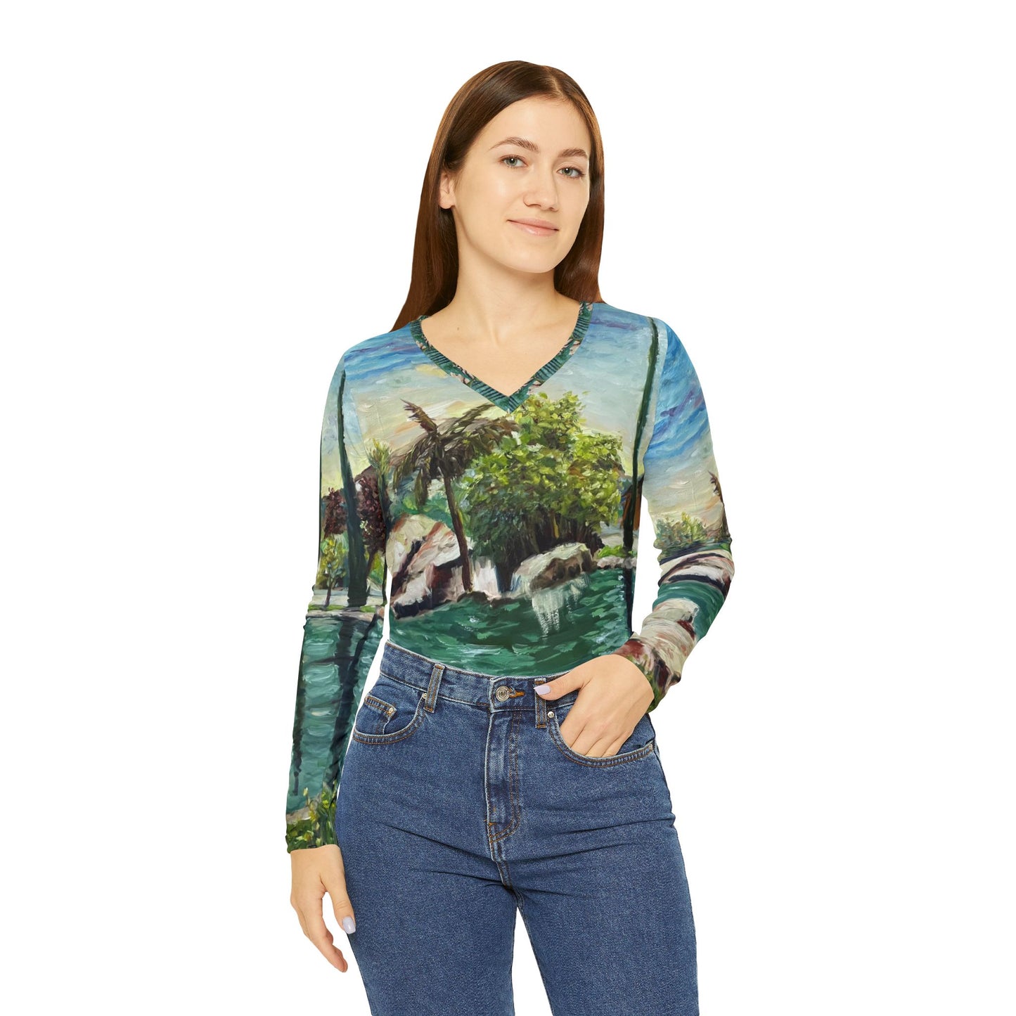 Long Sleeve Shirt- The Pond at GBV  - V-neck Women's