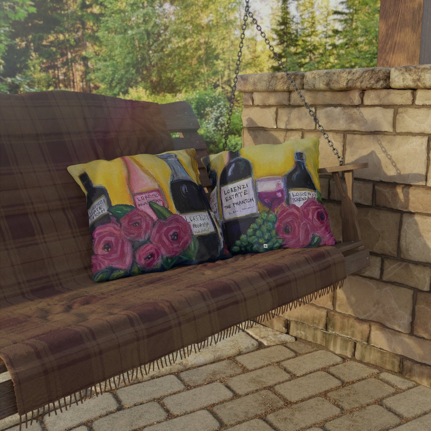 Lorenzi Estate Wine and Roses Outdoor Pillows