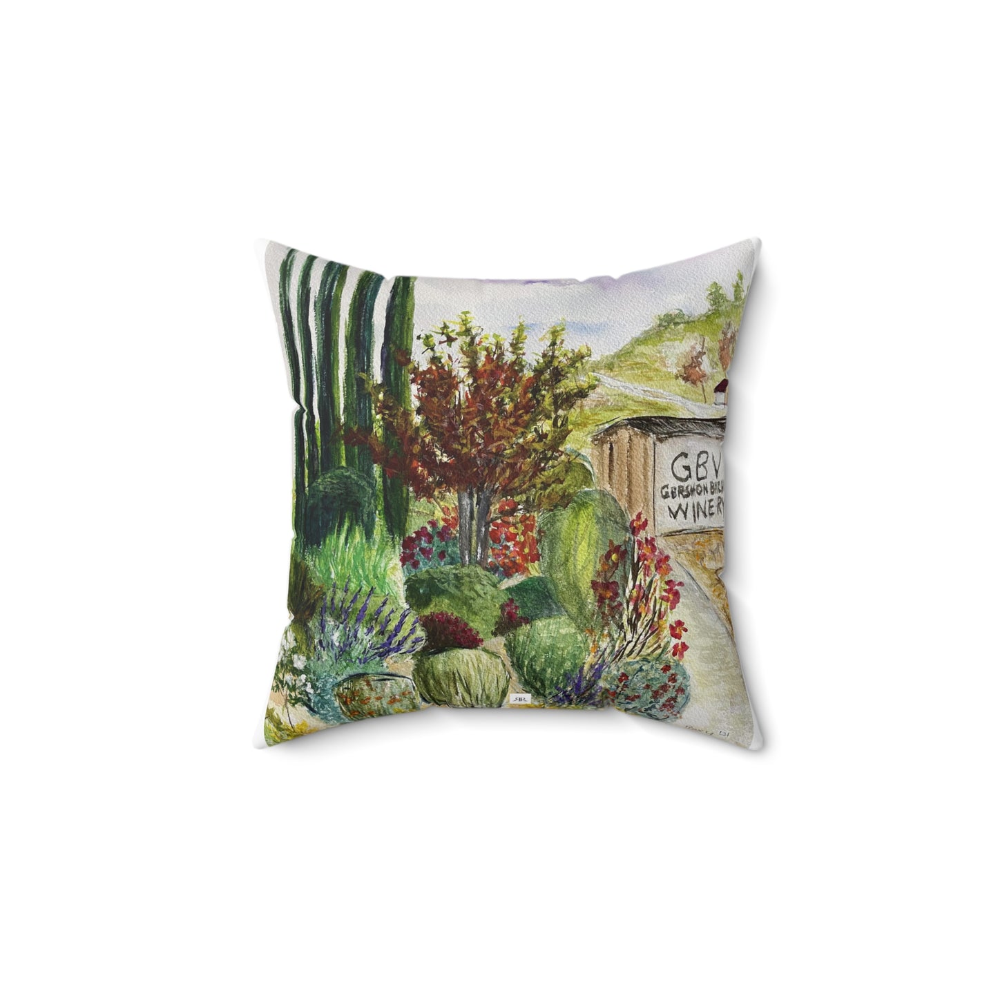 Hill to the Barrel Room at GBV Indoor Spun Polyester Square Pillow