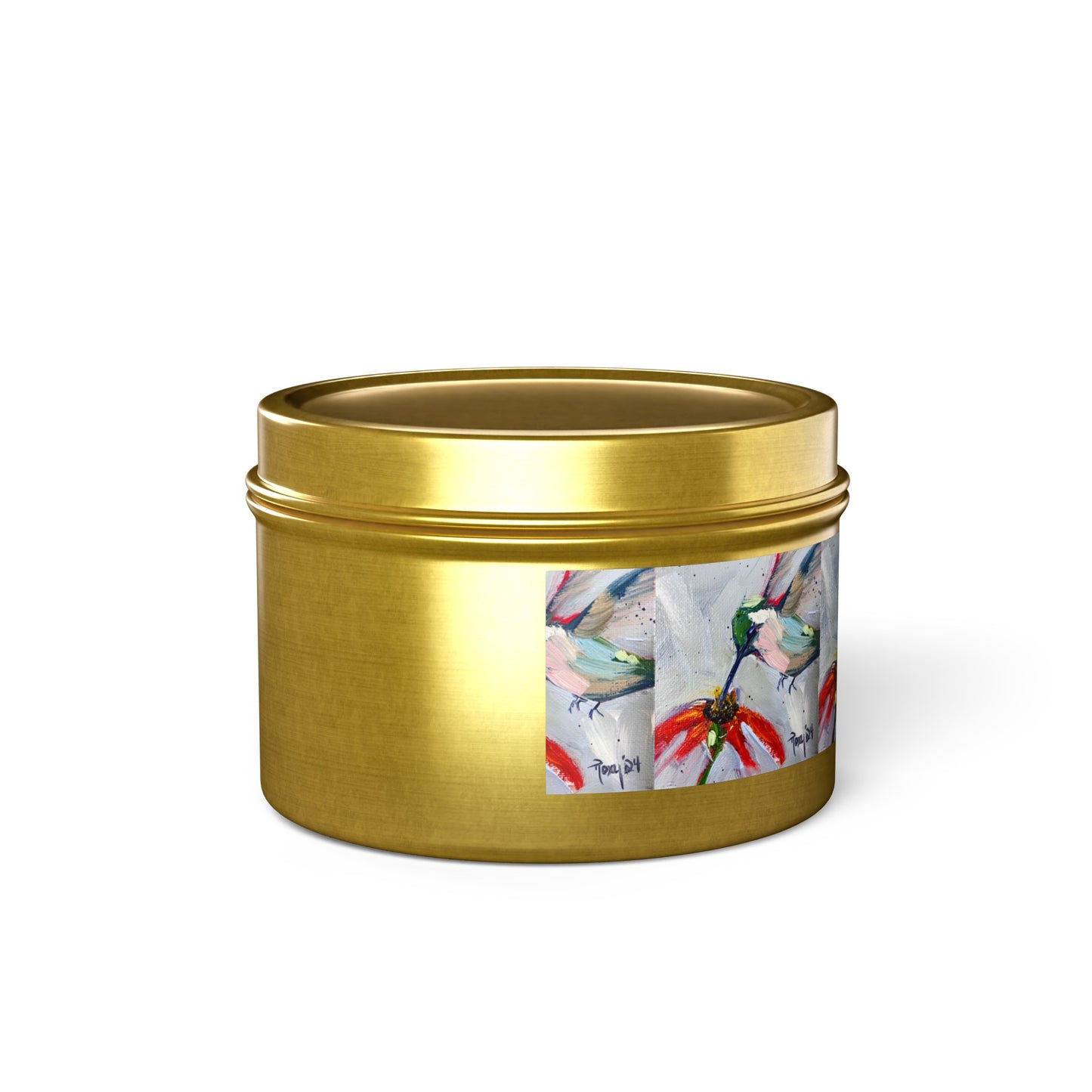 Hummingbird at a Cone Flower Tin Candle