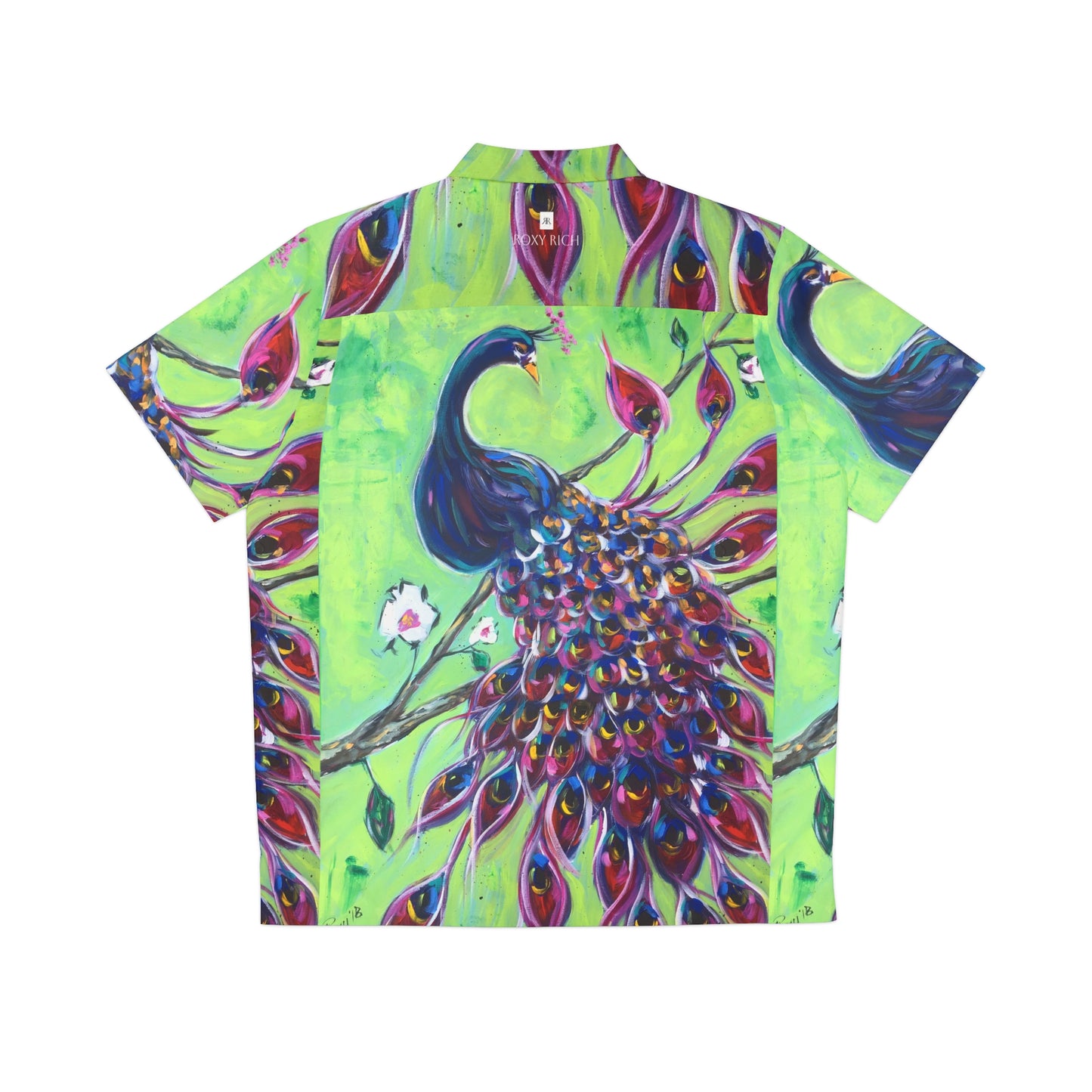 Men's Hawaiian Shirt- Royal Plumage Peacock