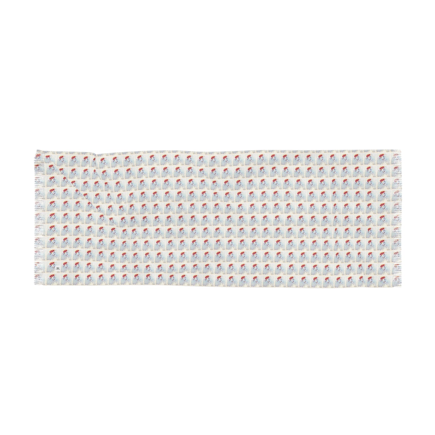Colorful Scarf — Artistic Lightweight Neck Wrap- Adorable Cow #20 with Crown of Roses