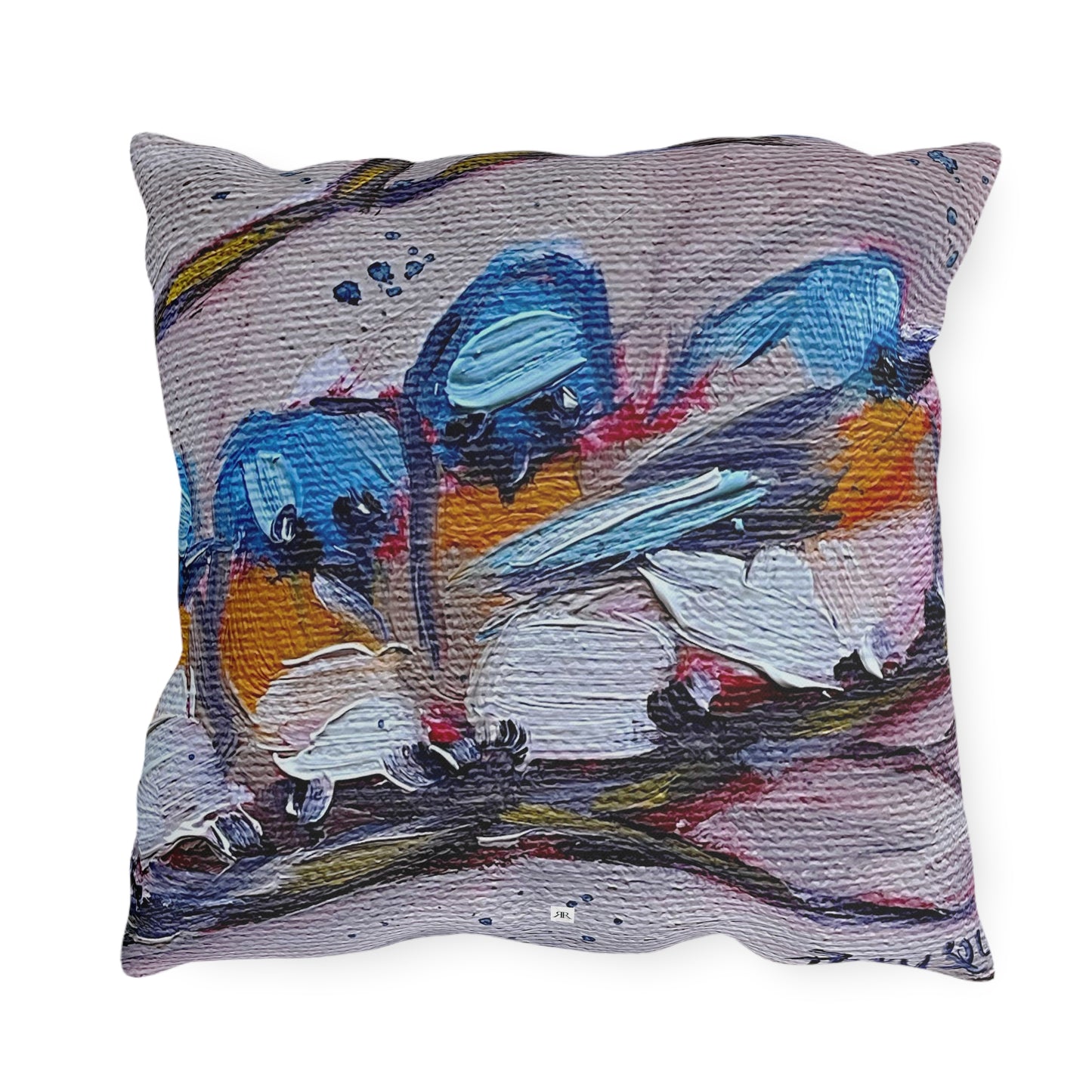 Cuddling Bluebirds Outdoor Pillows