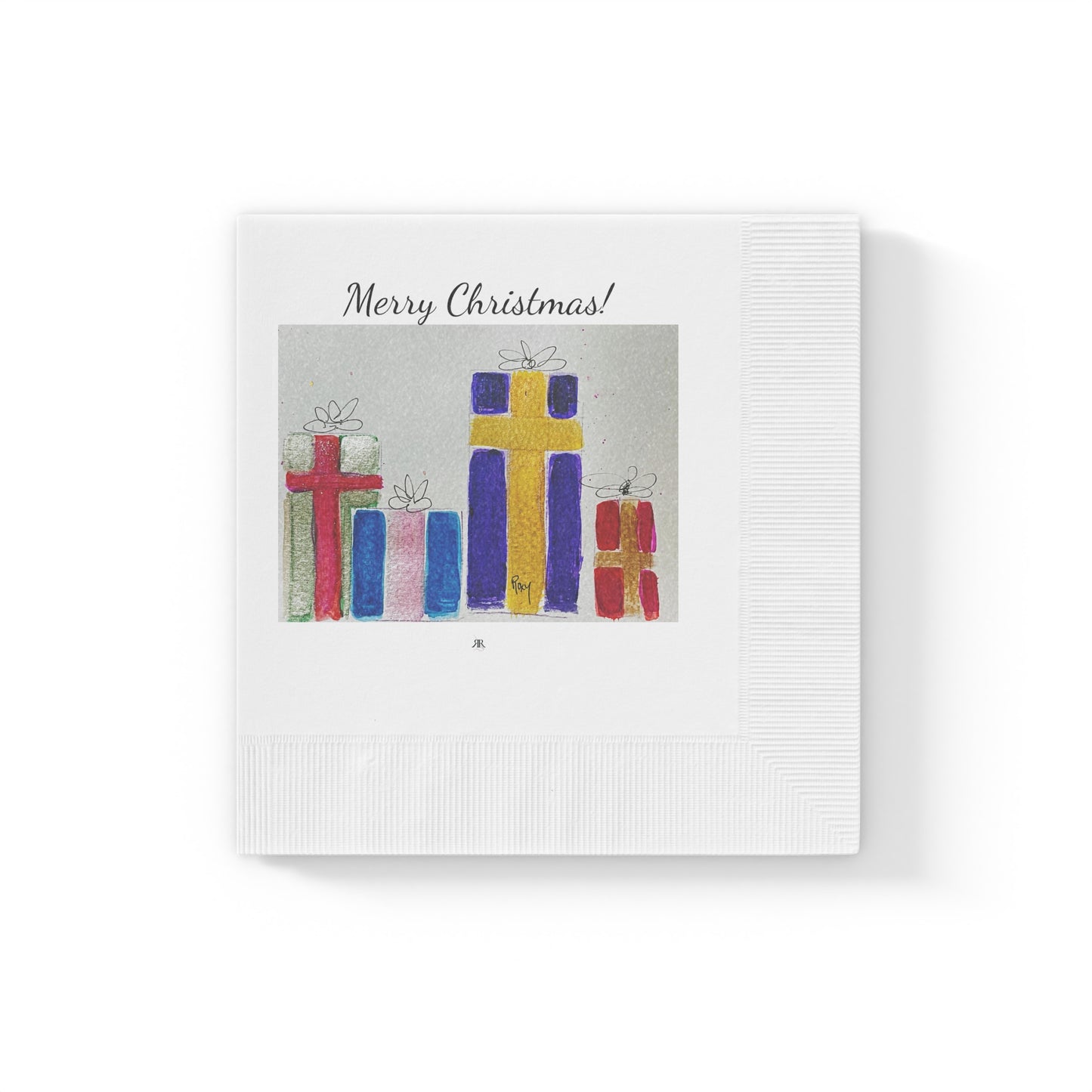 Merry Christmas! Packages-White Coined Napkins