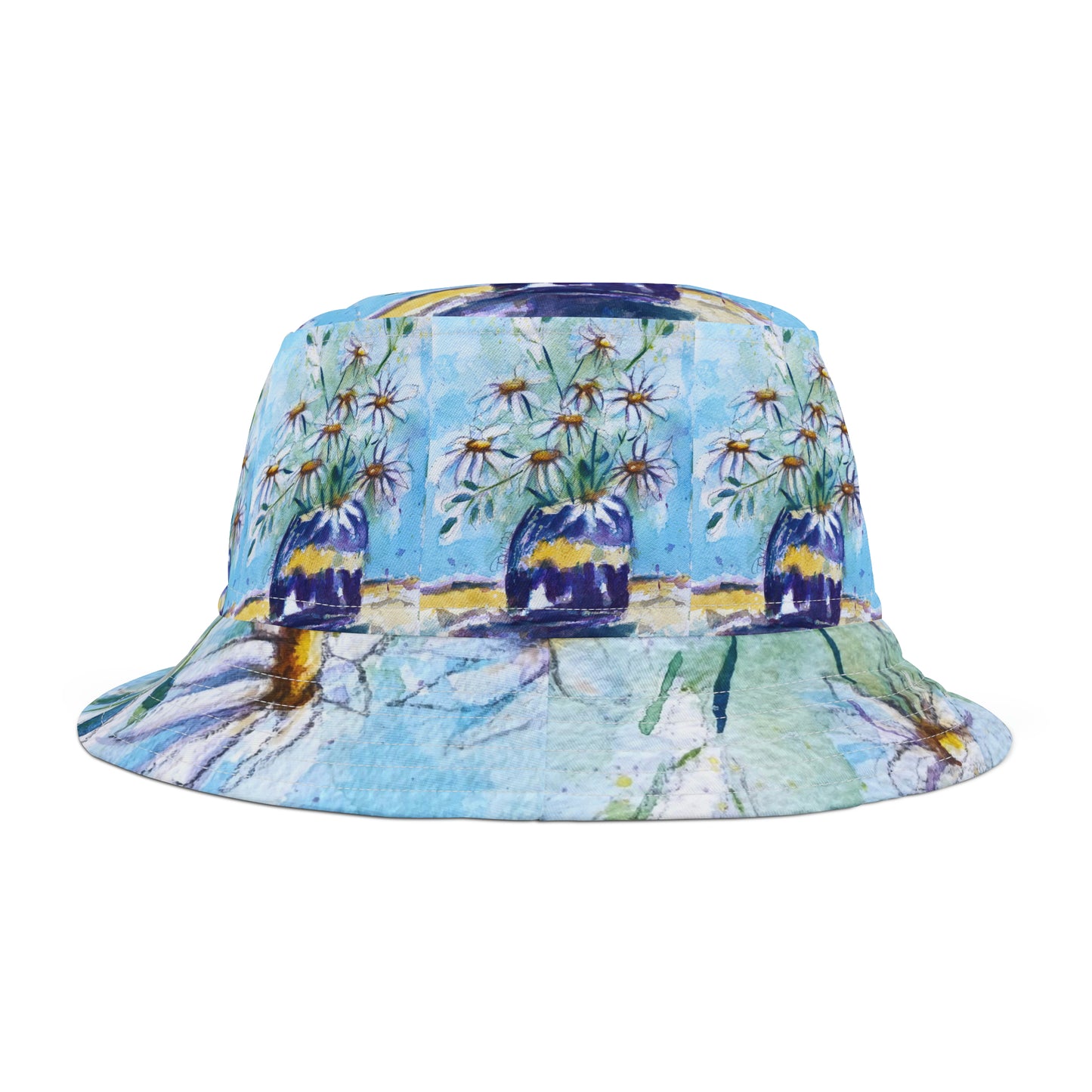 Daisies in a Purple Vase Bucket Hat