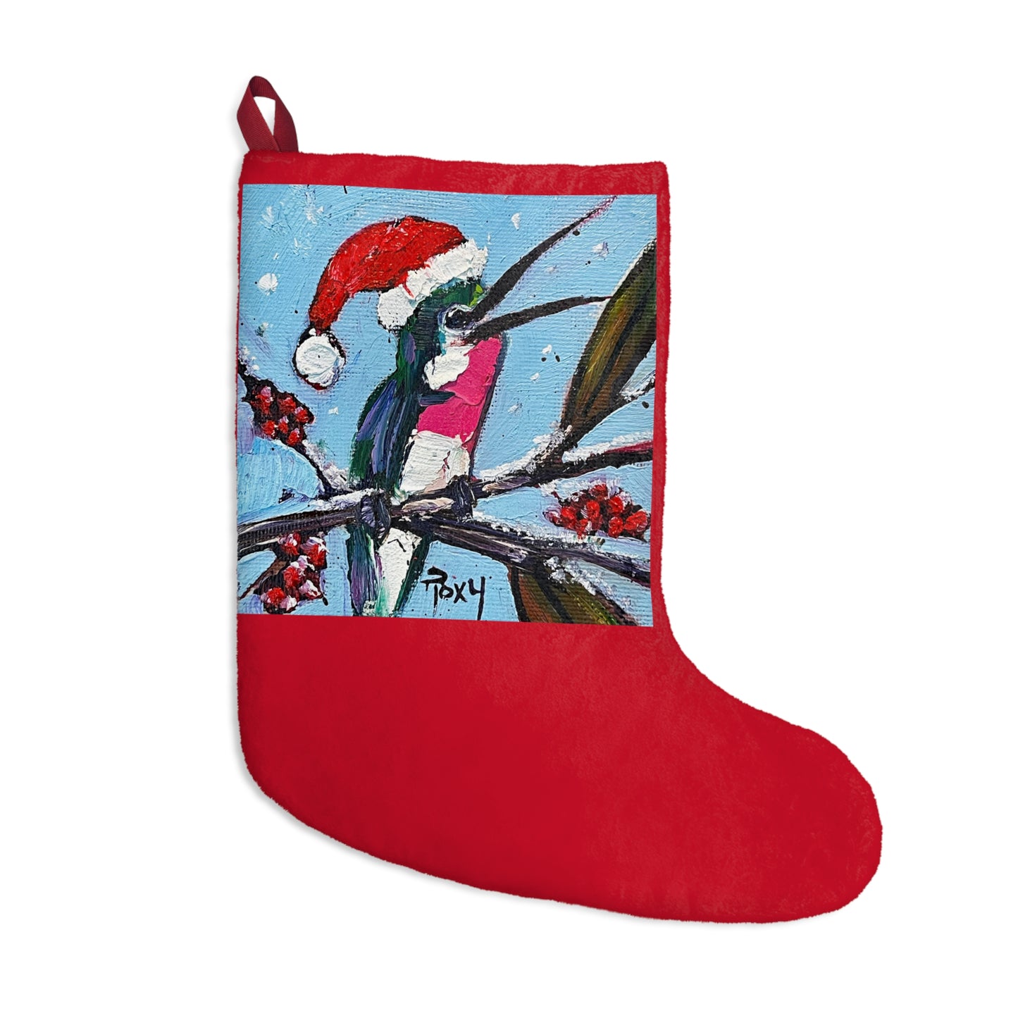 Holiday Hummingbird Small Print Christmas Stocking