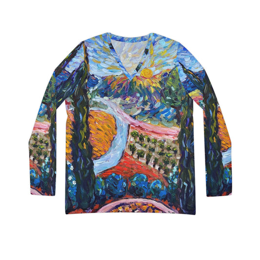 Long Sleeve Shirt- Sunny Cypresses at Robert Renzoni Winery Temecula - V-neck Women's