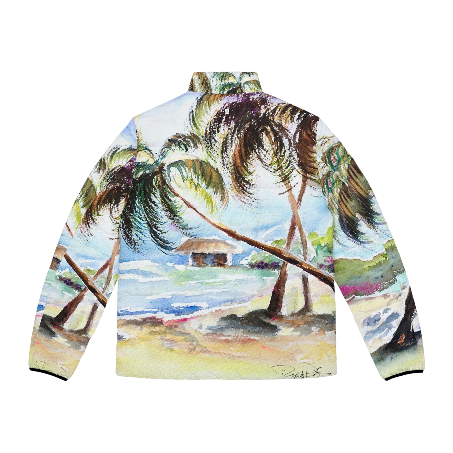 Men's Puffer Jacket - Roxy Rich Art, Unique Bright Colors-Hawaii Awaits