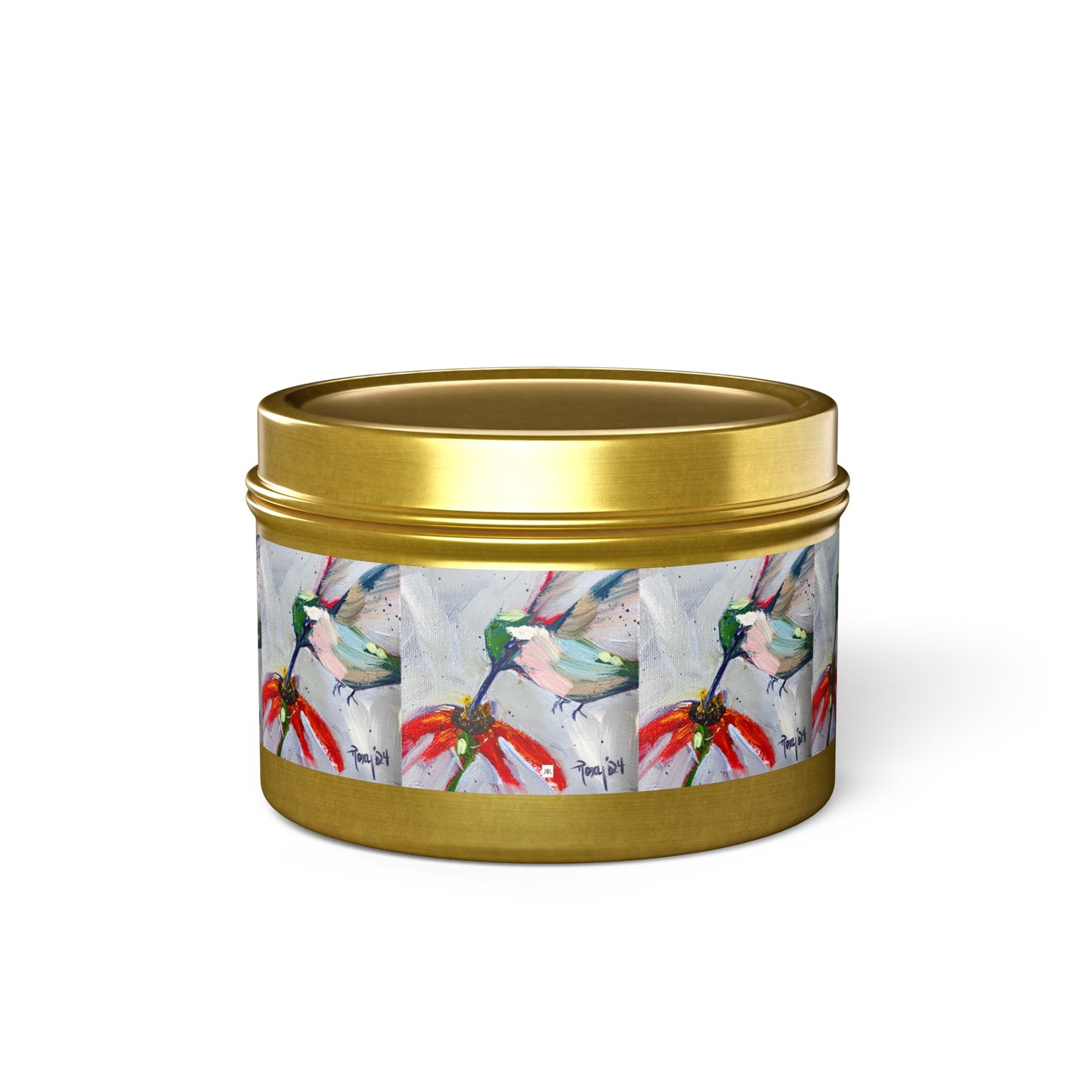 Hummingbird at a Cone Flower Tin Candle