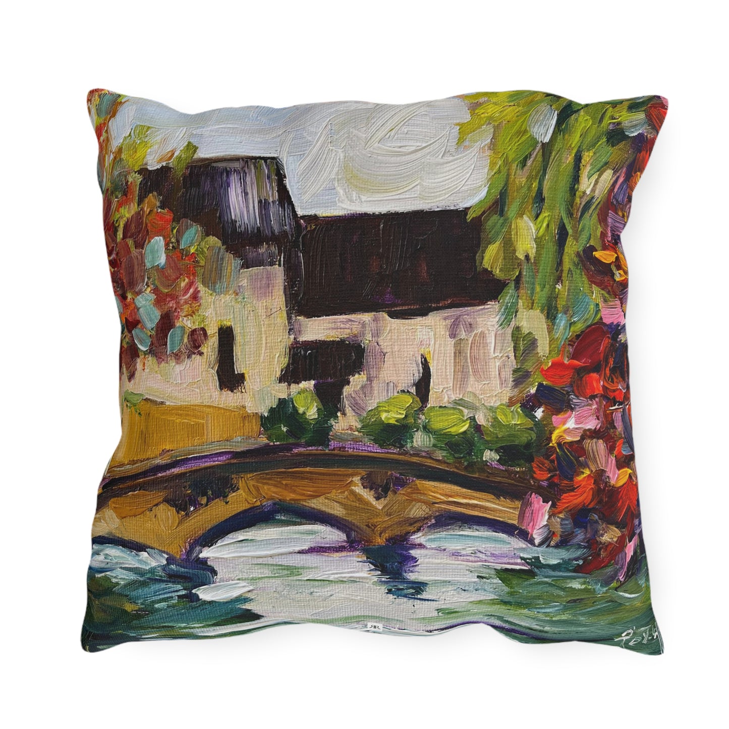 Autumn in Bourton on the Water Cotswolds Outdoor Pillows