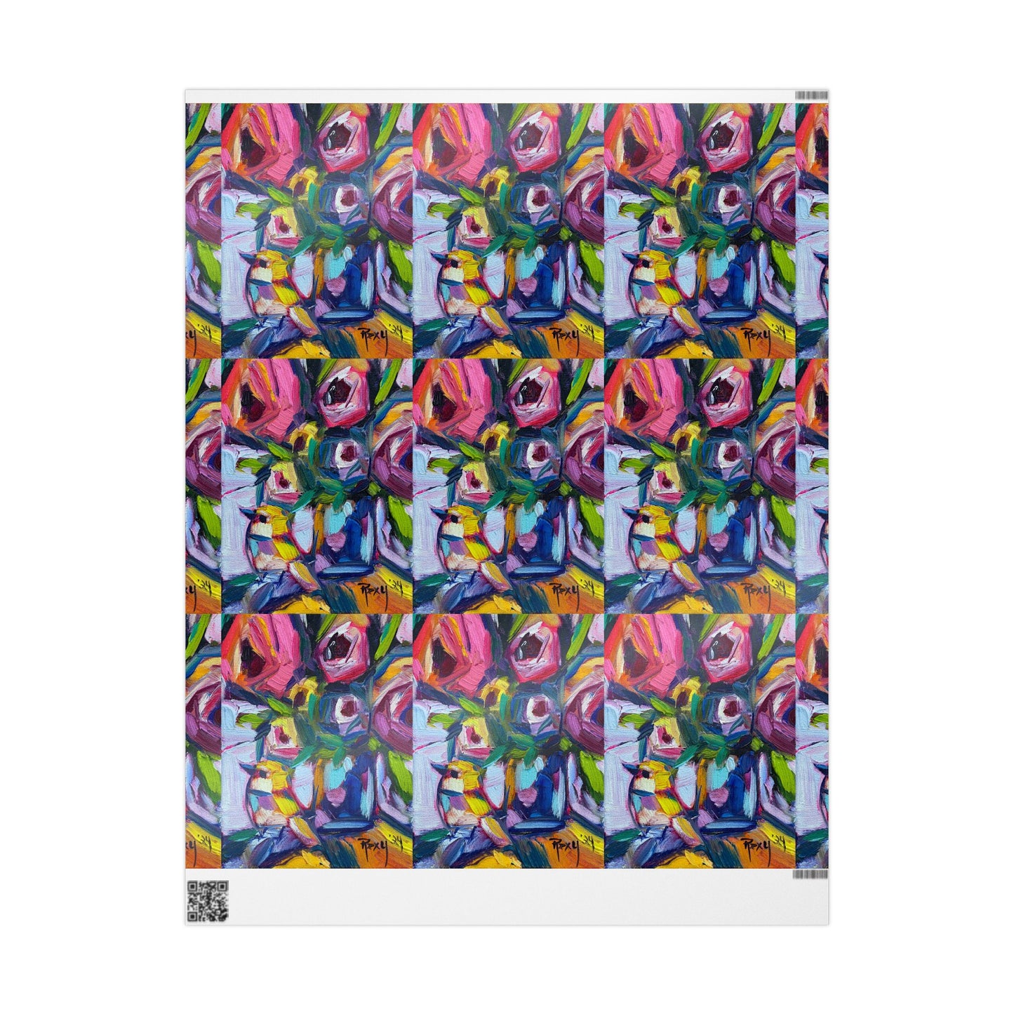 Abstract Blooms and Bird (3 Sizes) Wrapping Papers