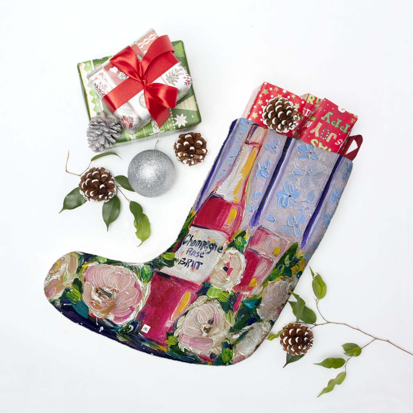 Christmas Stockings - Pink Champagne and Peonies