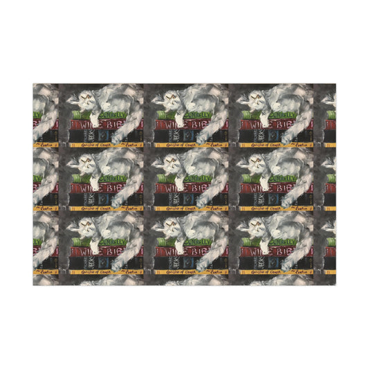 Biblio Cat2 (Cat Sleeping on Books) Repetitive Horizontally Printed Gift Wrapping Paper