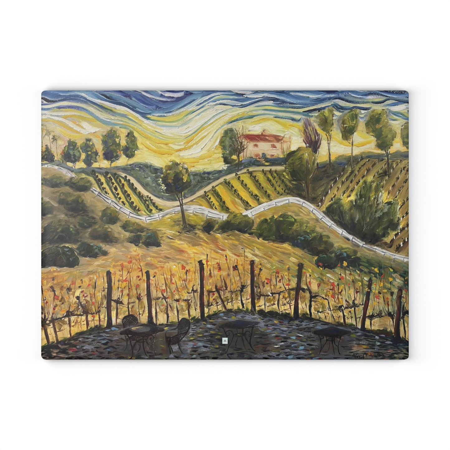 Glass Cutting Board-Sunset at the Villa-GBV