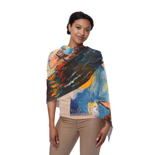 Colorful Scarf — Artistic Lightweight Neck Wrap- Sunny Sails