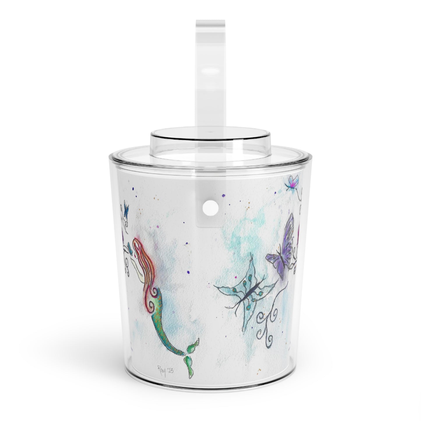 Mermaid Butterfly Kisses Wine or Ice Bucket with Tongs