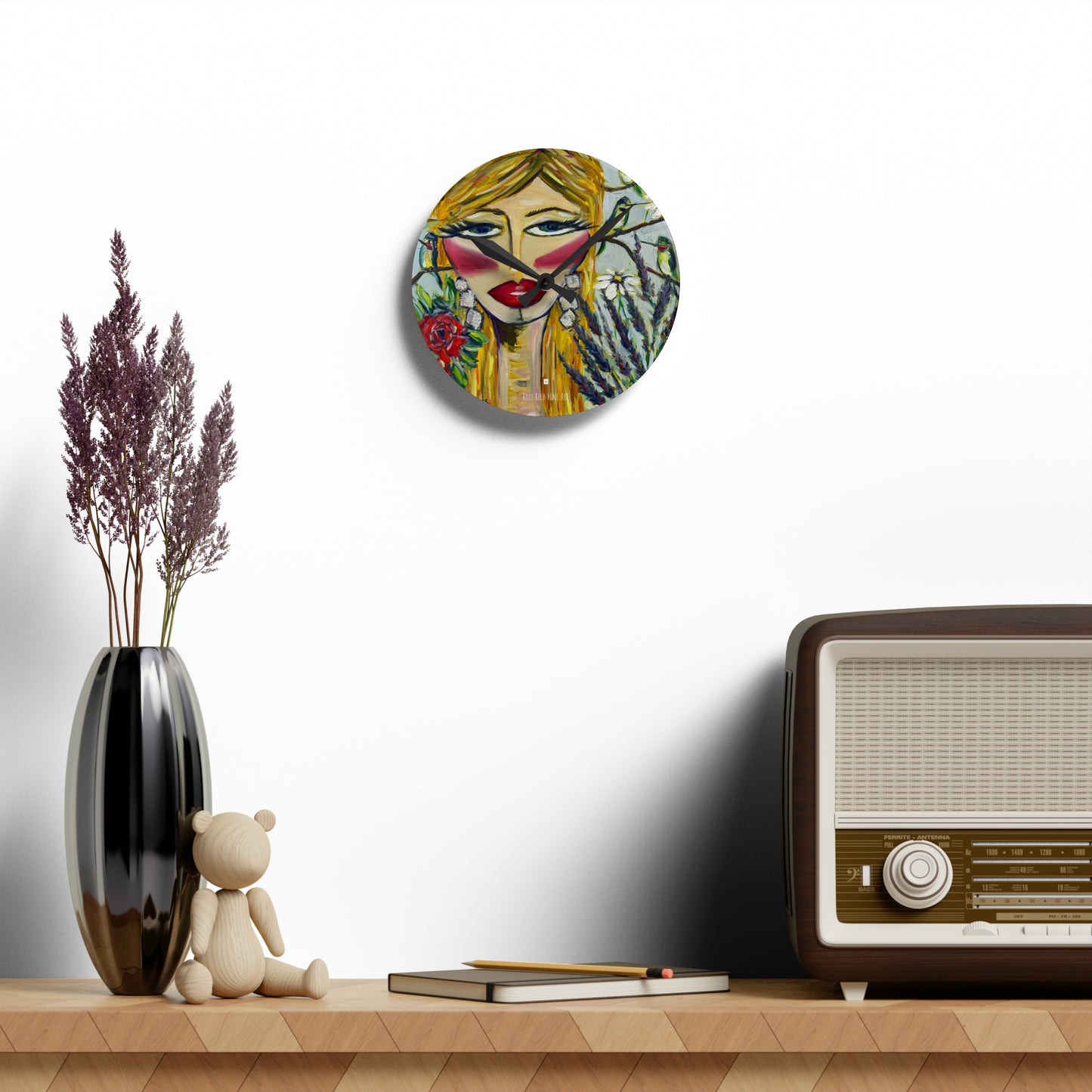 Hummingbird Lady Acrylic Wall Clock