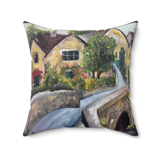 Castle Combe Cotswolds  Indoor Spun Polyester Square Pillow