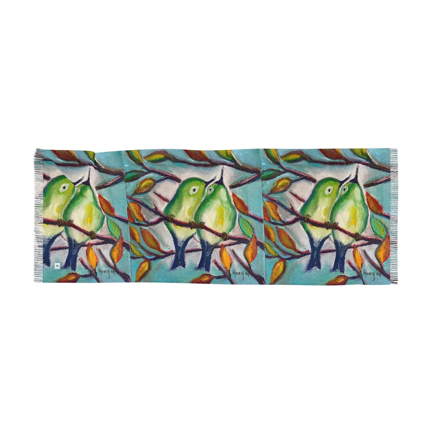 Colorful Scarf — Artistic Lightweight Neck Wrap- Cuddling Warblers