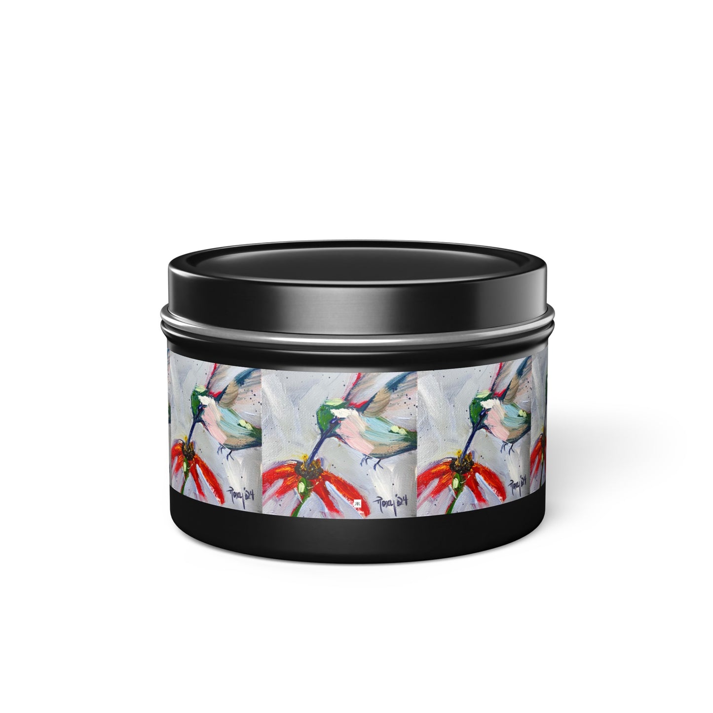 Hummingbird at a Cone Flower Tin Candle