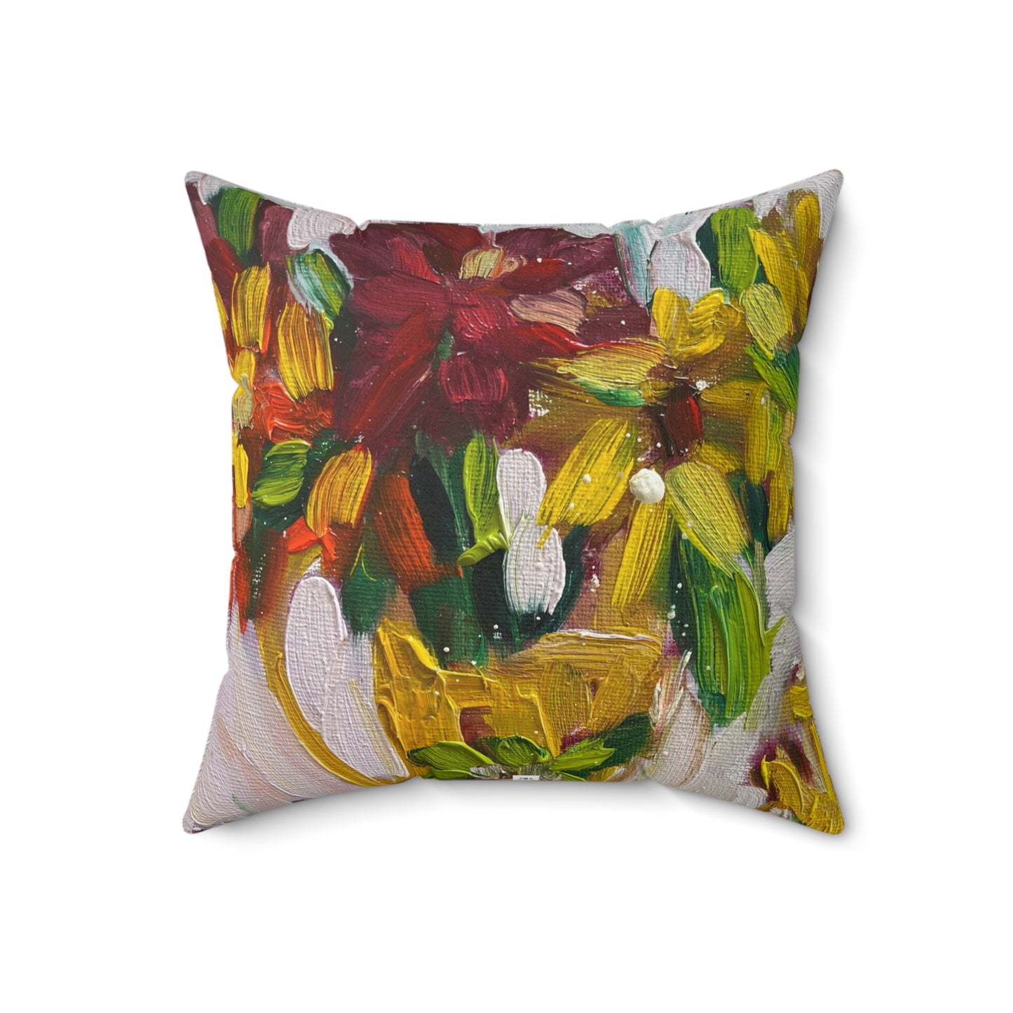 Indoor Square Pillow — Decorative Spun Polyester Throw Pillow- Petals on my Patio