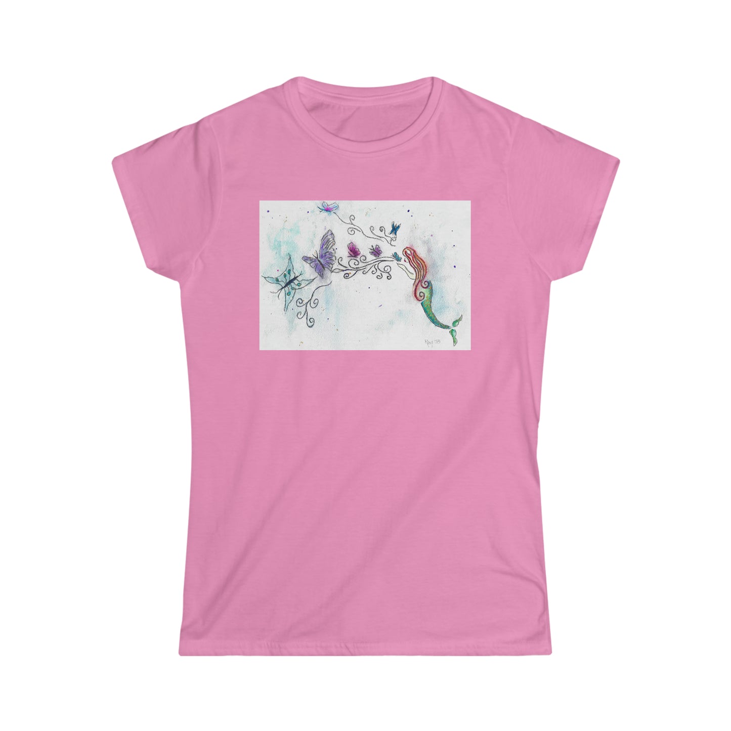 Mermaid Butterfly Kisses Women's Softstyle  Semi-Fitted Tee