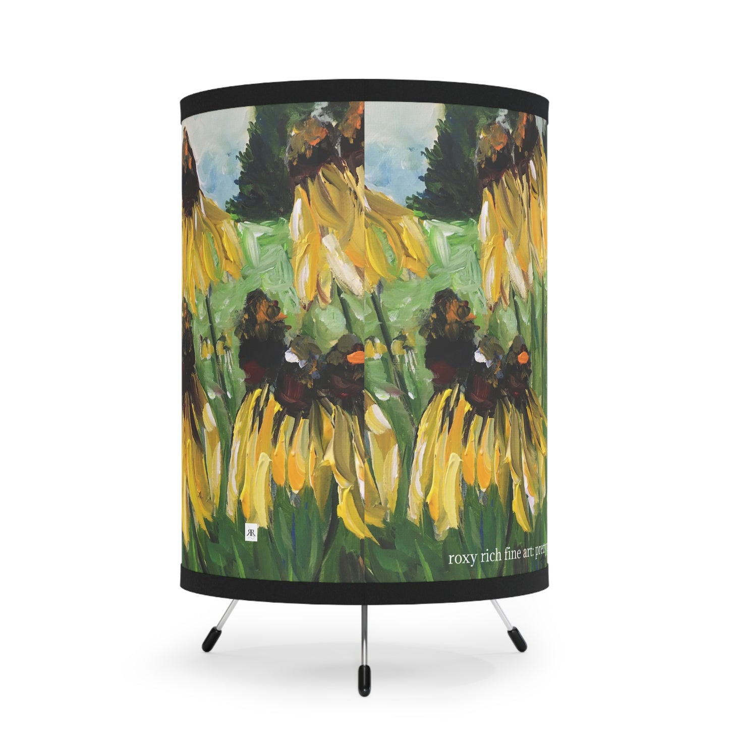 Yellow Coneflowers  Tripod Lamp