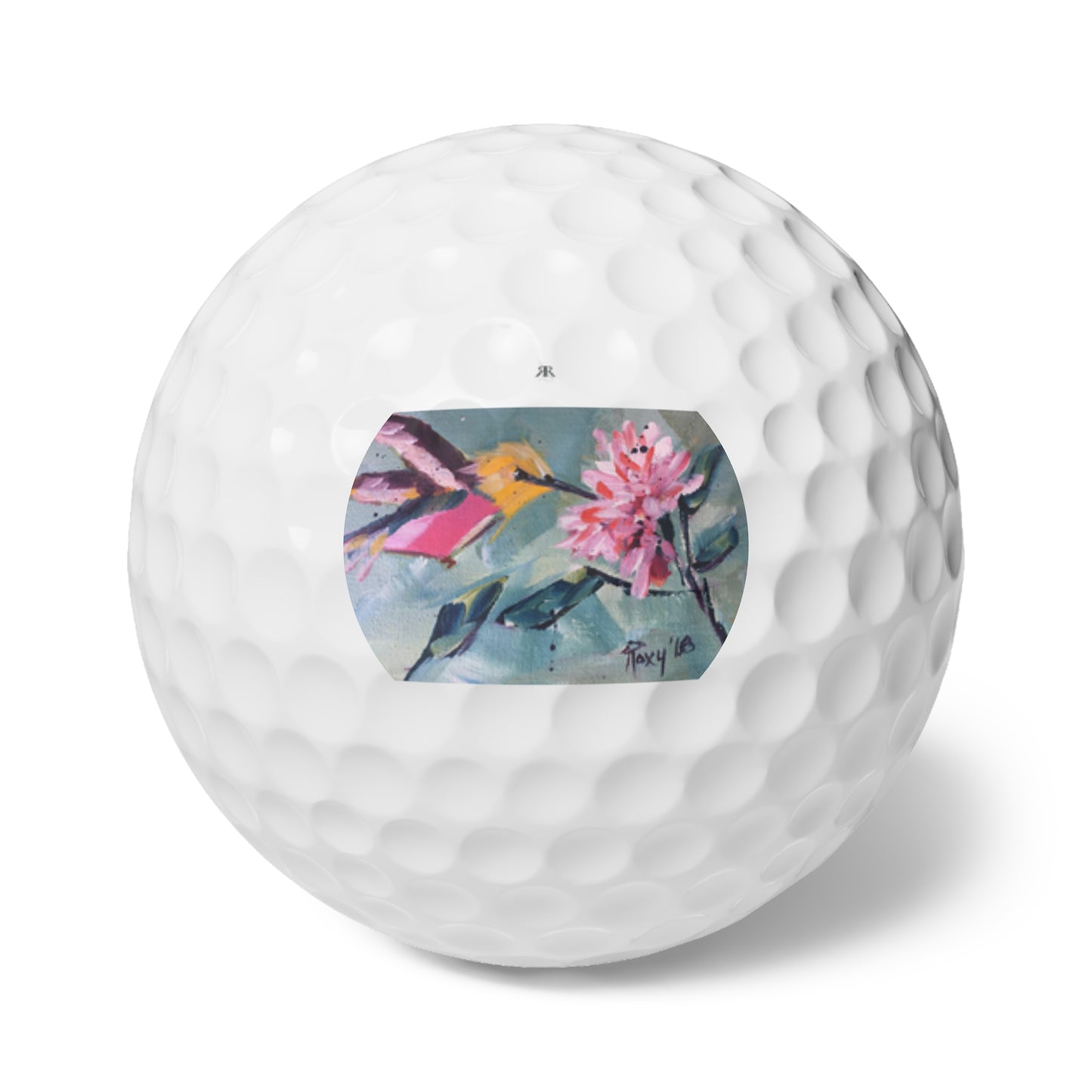 Golf Balls, 6pcs-Pink Hummingbird Pink Flower
