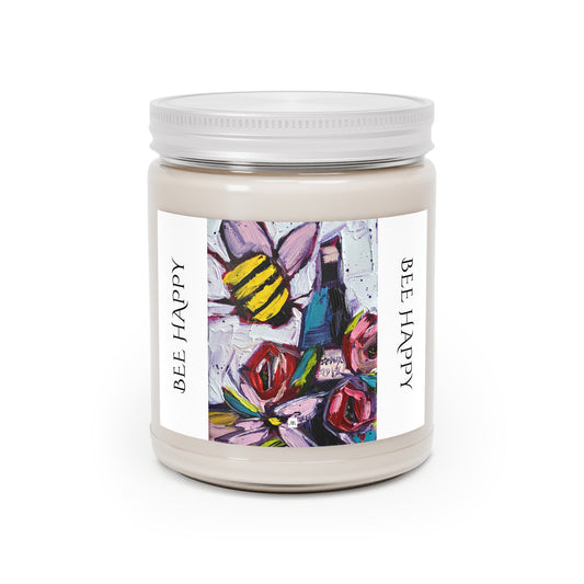 Bee Happy Wine Bee and Roses Scented Candle 9oz