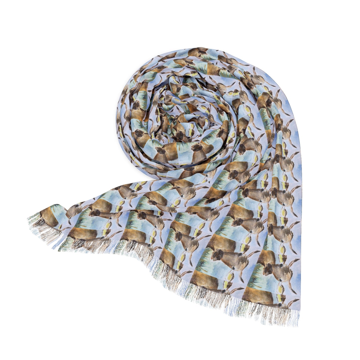 Colorful Scarf — Artistic Lightweight Neck Wrap- Sunshine Cow -Adorable Cow Horns