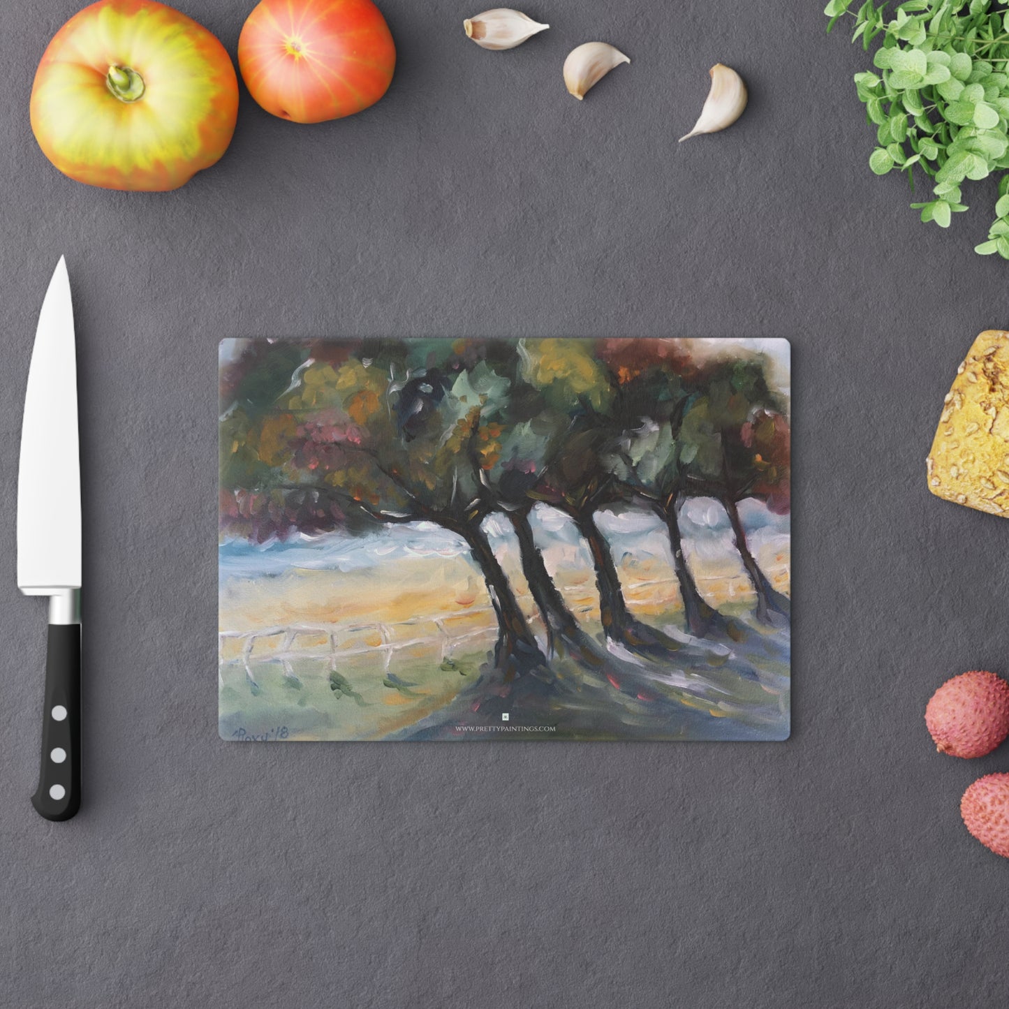 Country Road Glass Cutting Board