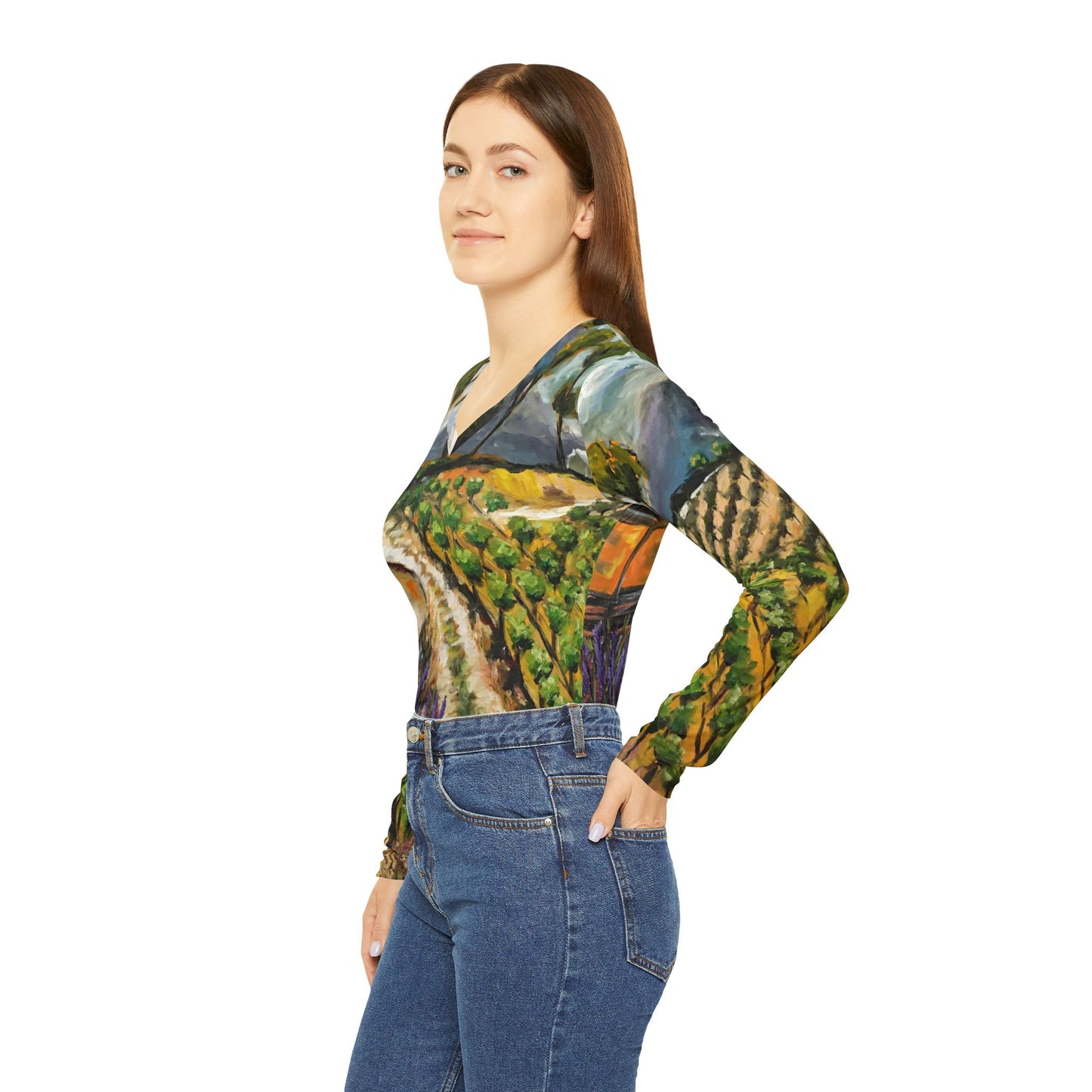 Long Sleeve Shirt-Summer Vines- V-neck Women's