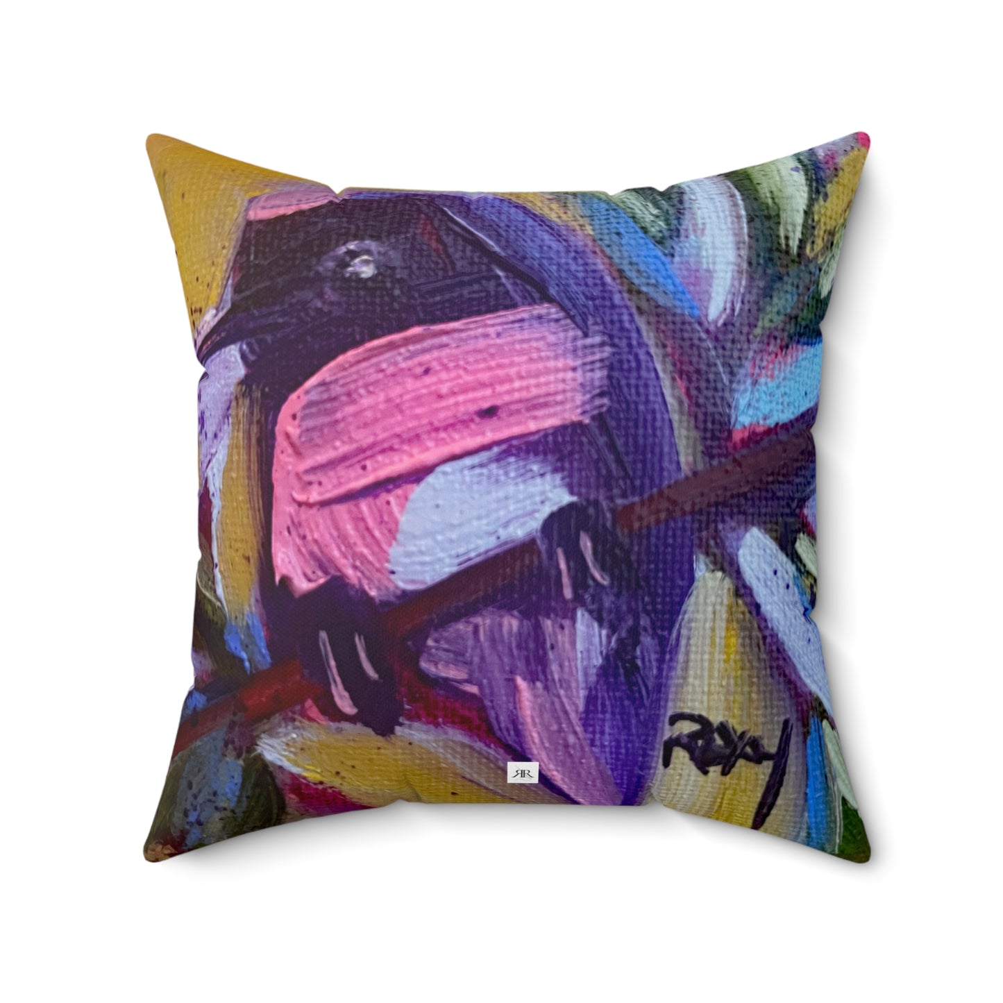 Indoor Spun Polyester Square Pillow-Summer Hummer