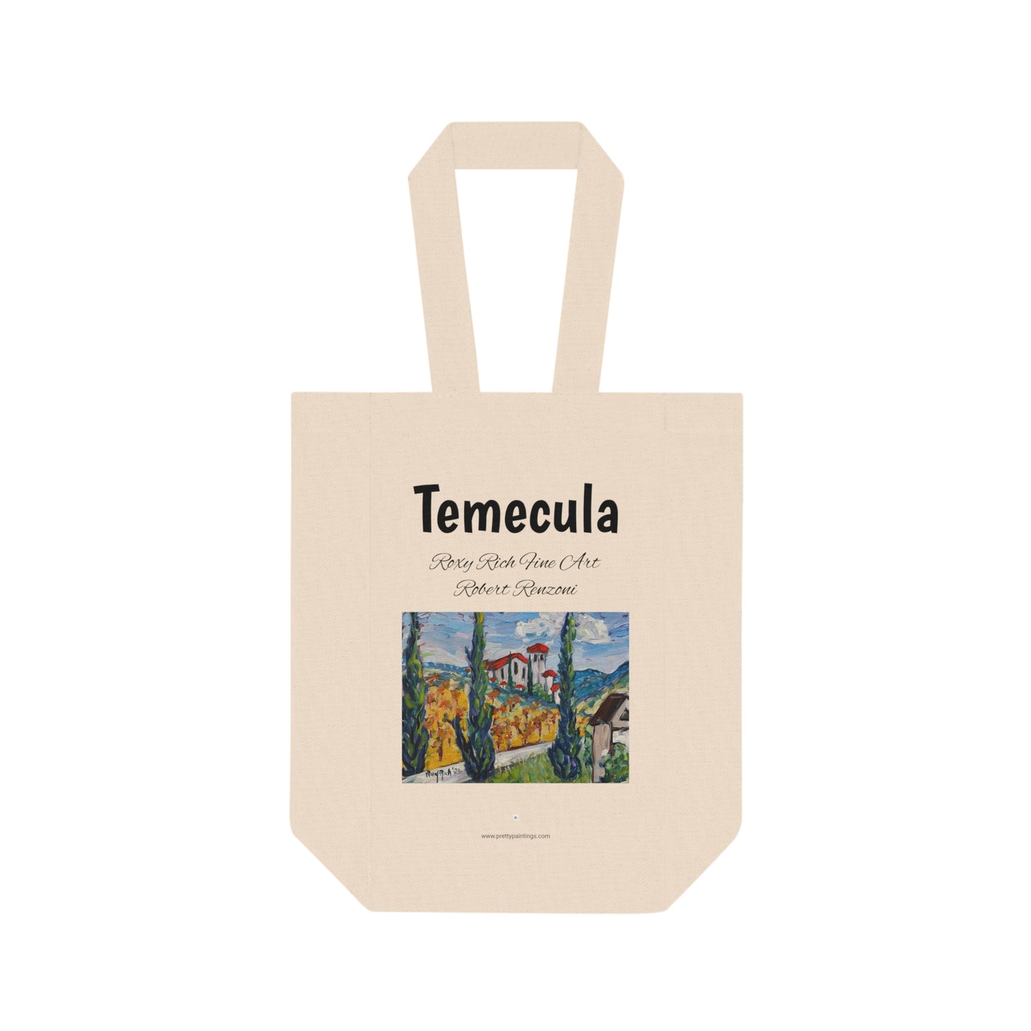 Sac fourre-tout double à vin Temecula avec peinture « Robert Renzoni »