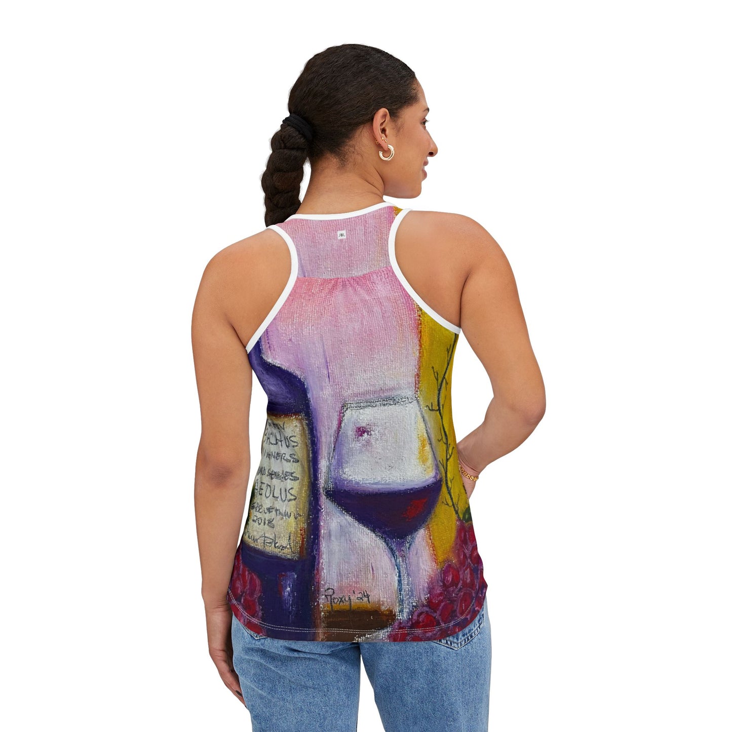 Women's Racerback Tank Top-Aeolus-GBV Wine and Clique Glass