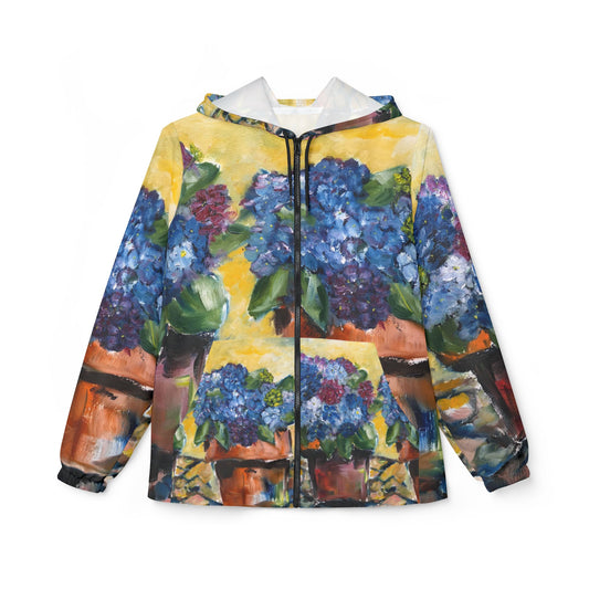 Lightweight Windbreaker Jacket — Hydrangeas on the Patio